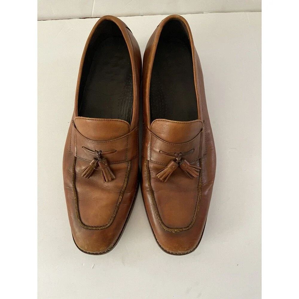 Cole Haan Men's Shoes Brown 11.5M‎ Leather Tassel Slip Apron Toe Casual Loafers